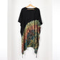 Short Summer Poncho Dress / Top - Half Tie-Dye Black and Forest Green