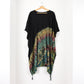 Short Summer Poncho Dress / Top - Half Tie-Dye Black and Forest Green