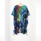 Short Summer Poncho Tie-Dye Dress / Top - Aqua Blue Rainbow