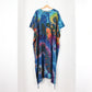Long Summer Poncho Tie-Dye Dress / Top - Aqua Blue Rainbow