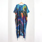 Long Summer Poncho Tie-Dye Dress / Top - Aqua Blue Mega Rainbow