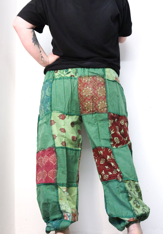 Cotton Patchwork Trousers - Green