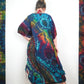 Long Summer Poncho Tie-Dye Dress / Top - Aqua Blue Rainbow
