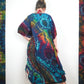 Long Summer Poncho Tie-Dye Dress / Top - Aqua Blue Mega Rainbow