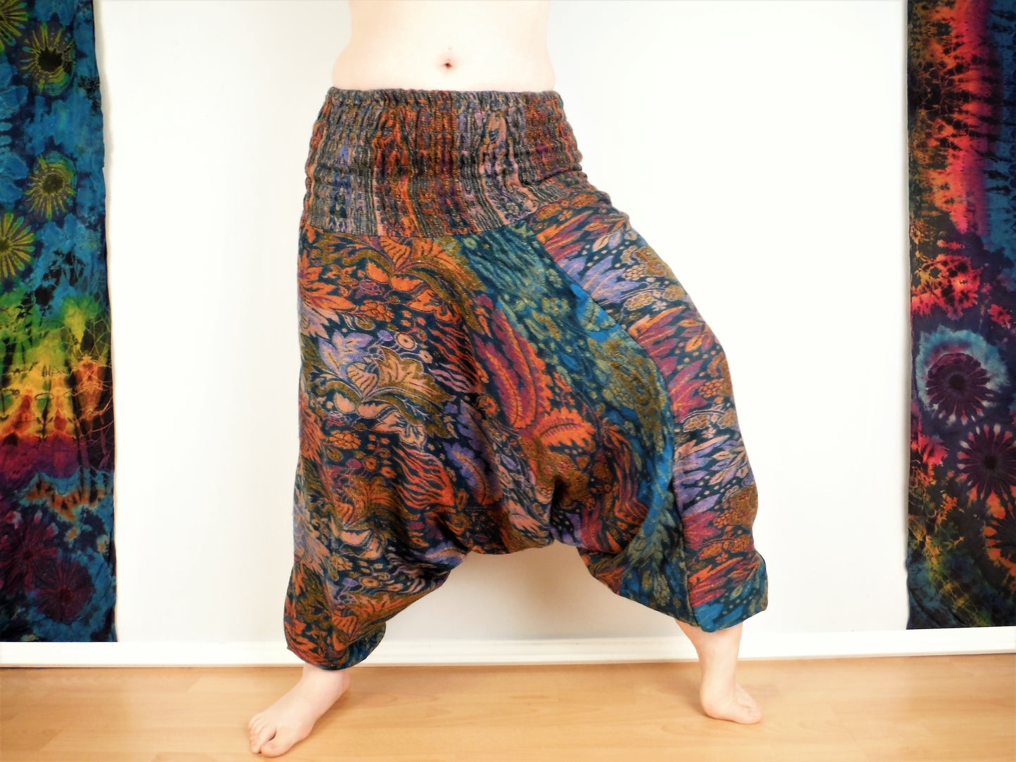 Harem Blanket Trousers - Green, Turquoise Red and Orange