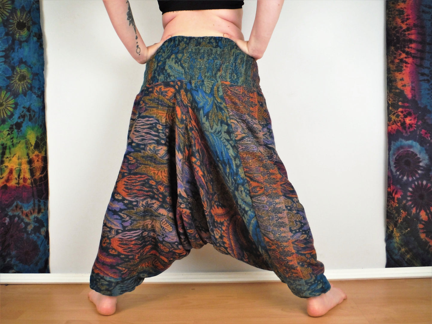 Harem Blanket Trousers - Green, Red and Yellow
