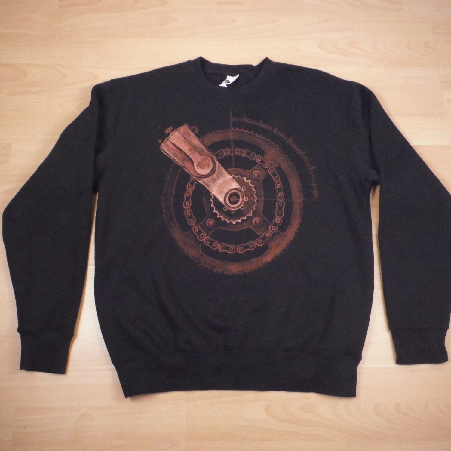 Hand Painted Bleach Gear Sweatshirt - Black Medium - Bare Canvas