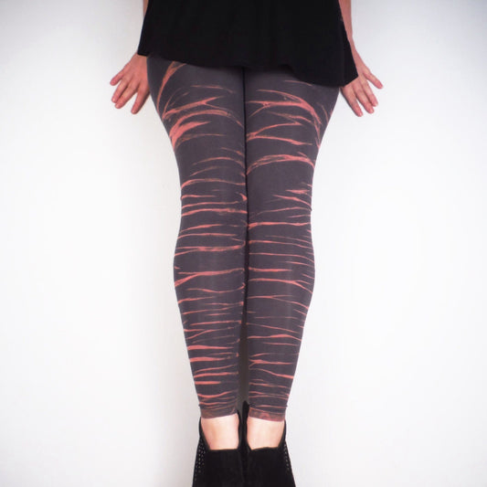 Hand Dyed Tiger Stripe Bleach Leggings - Grey - Bare Canvas