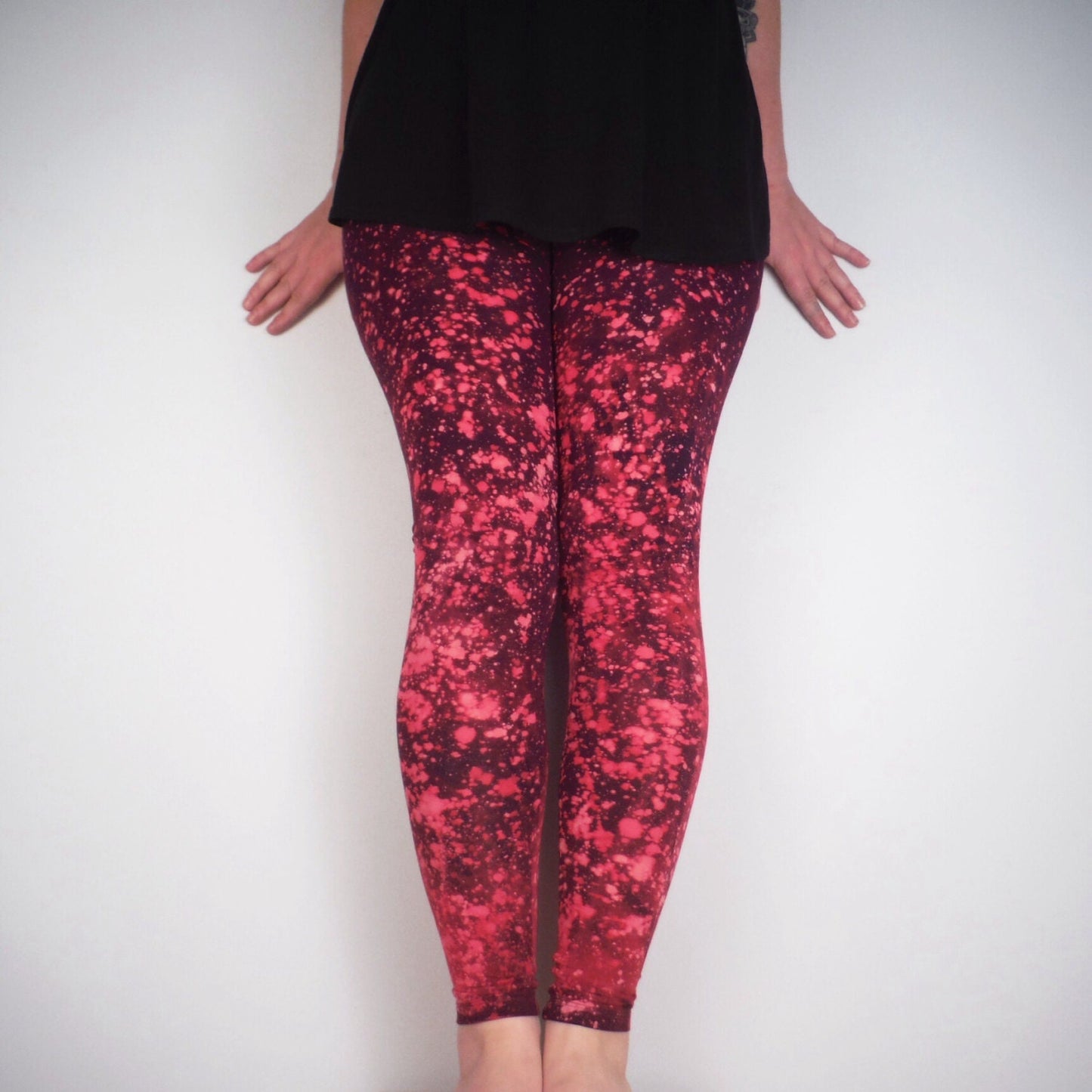 Hand Dyed Bleach Galaxy Leggings - Purple Plum - Bare Canvas