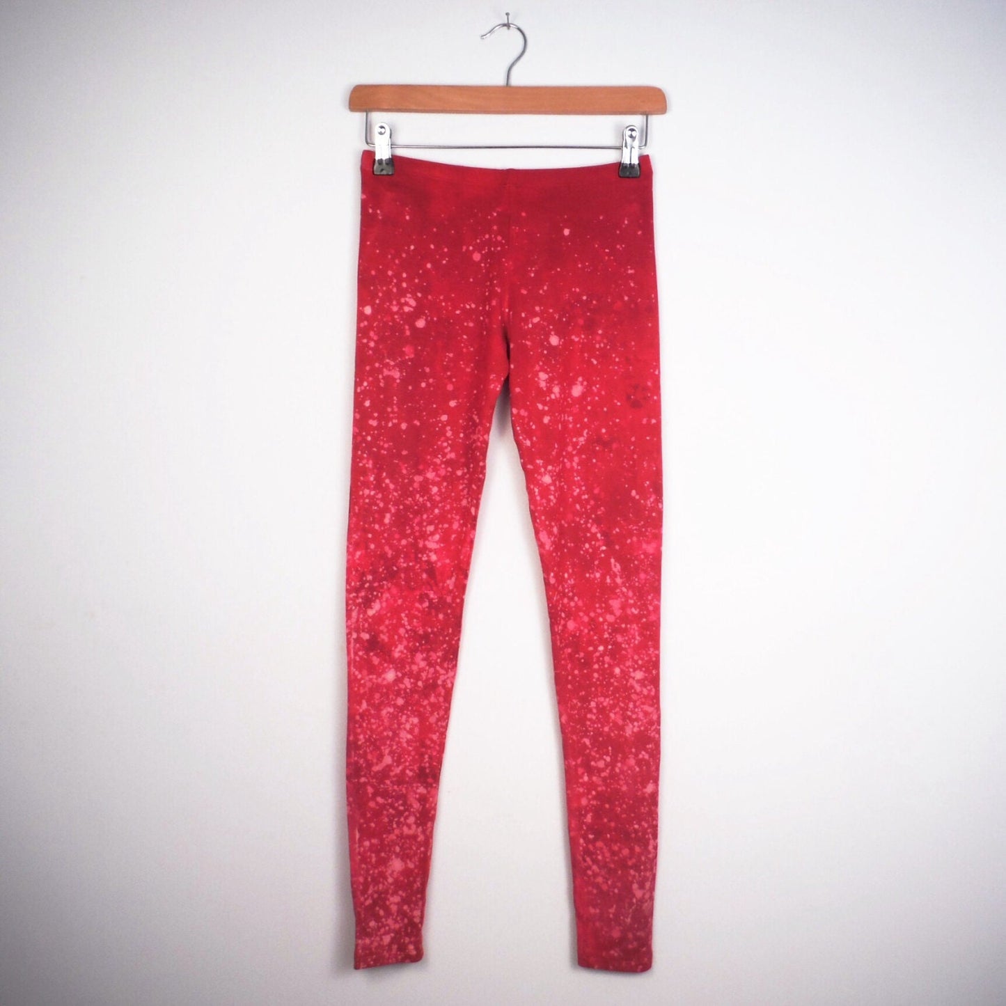 Hand Dyed Bleach Galaxy Leggings - Ruby Red