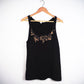 Bleach Leaf Print Vest Top - Black Relaxed Fit - Bare Canvas