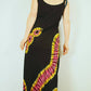Tie-Dye Maxi Dress - Black Yellow and Pink - Bare Canvas