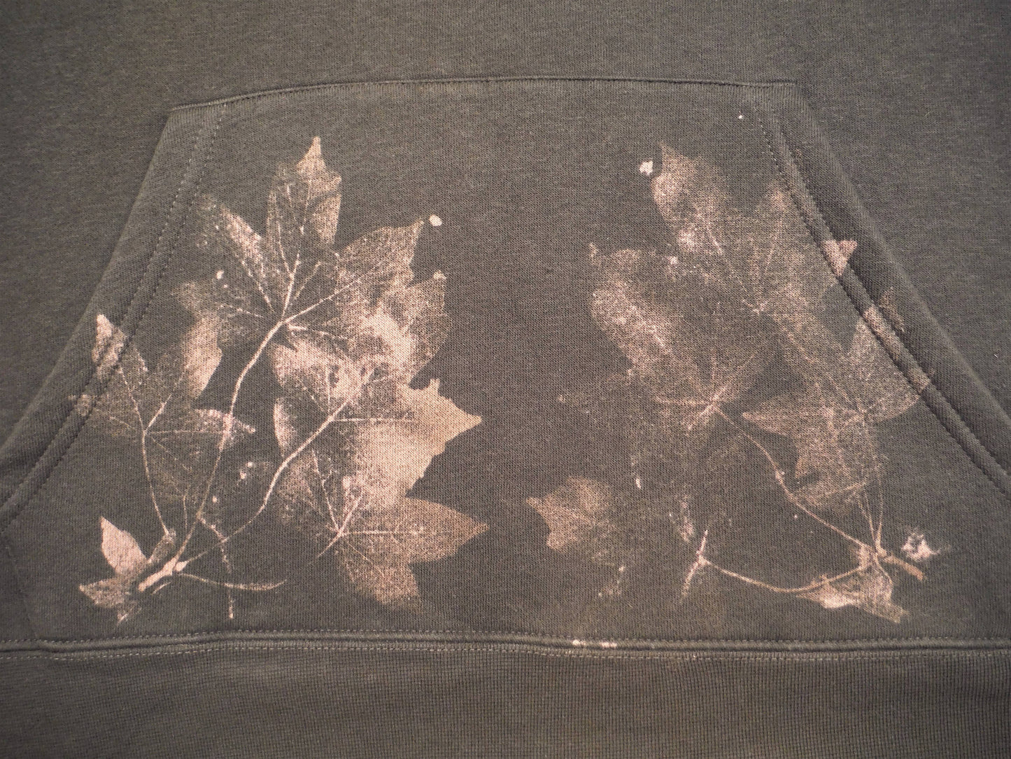 Bleach Leaf Print Pullover Hoodie - Charcoal Grey Small - Bare Canvas
