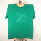 Hand Painted Bleach Geometric Mandala Organic Cotton T-Shirt - Green L - Bare Canvas
