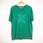 Hand Painted Bleach Geometric Mandala Organic Cotton T-Shirt - Green L - Bare Canvas