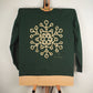 Hand Painted Bleach Geometric Snowflake Sweatshirt - Forest Green Small - Bare Canvas
