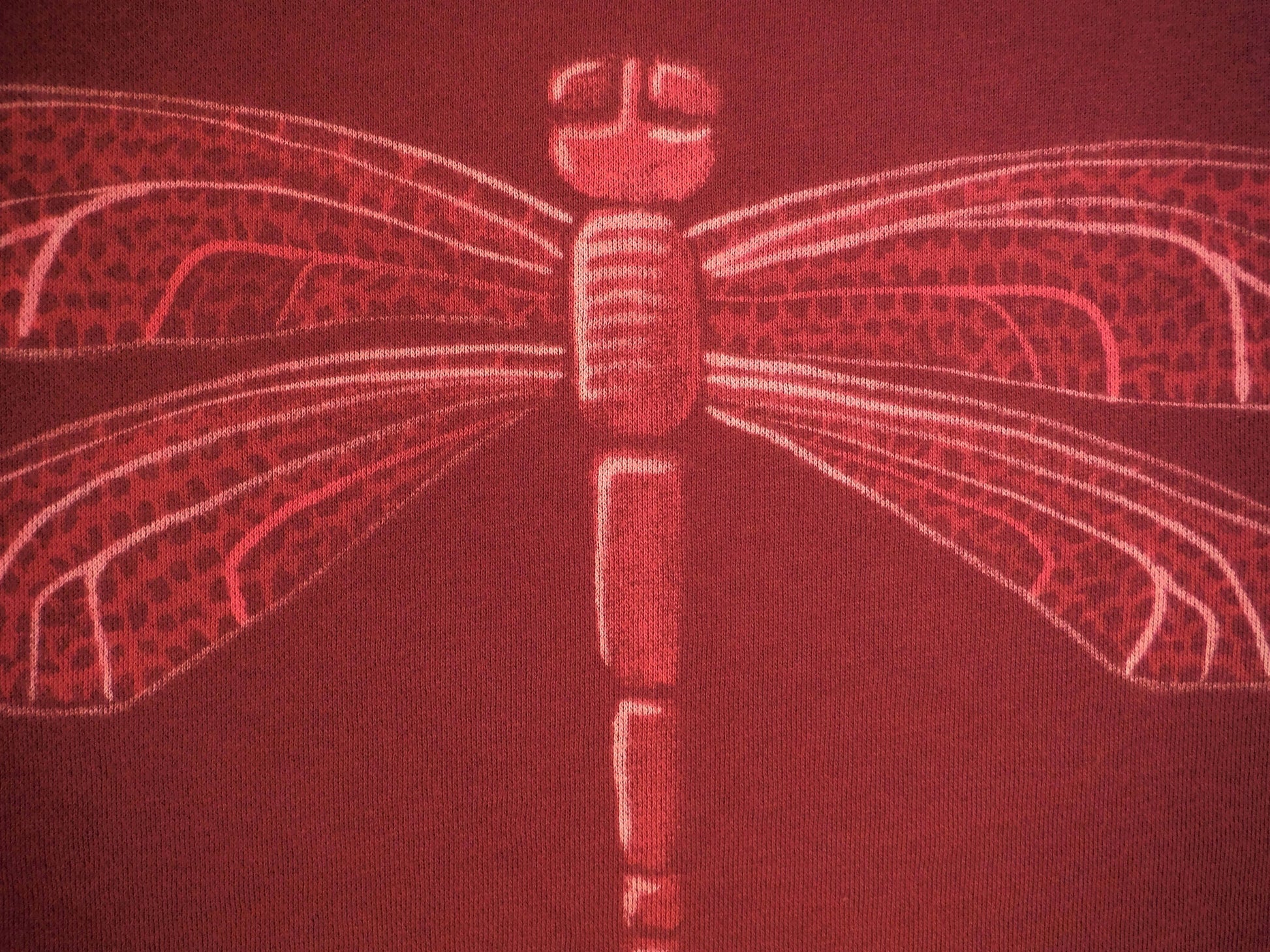 Hand Painted Bleach Art Dragonfly Sweatshirt - Wine Red (Small) - Bare Canvas