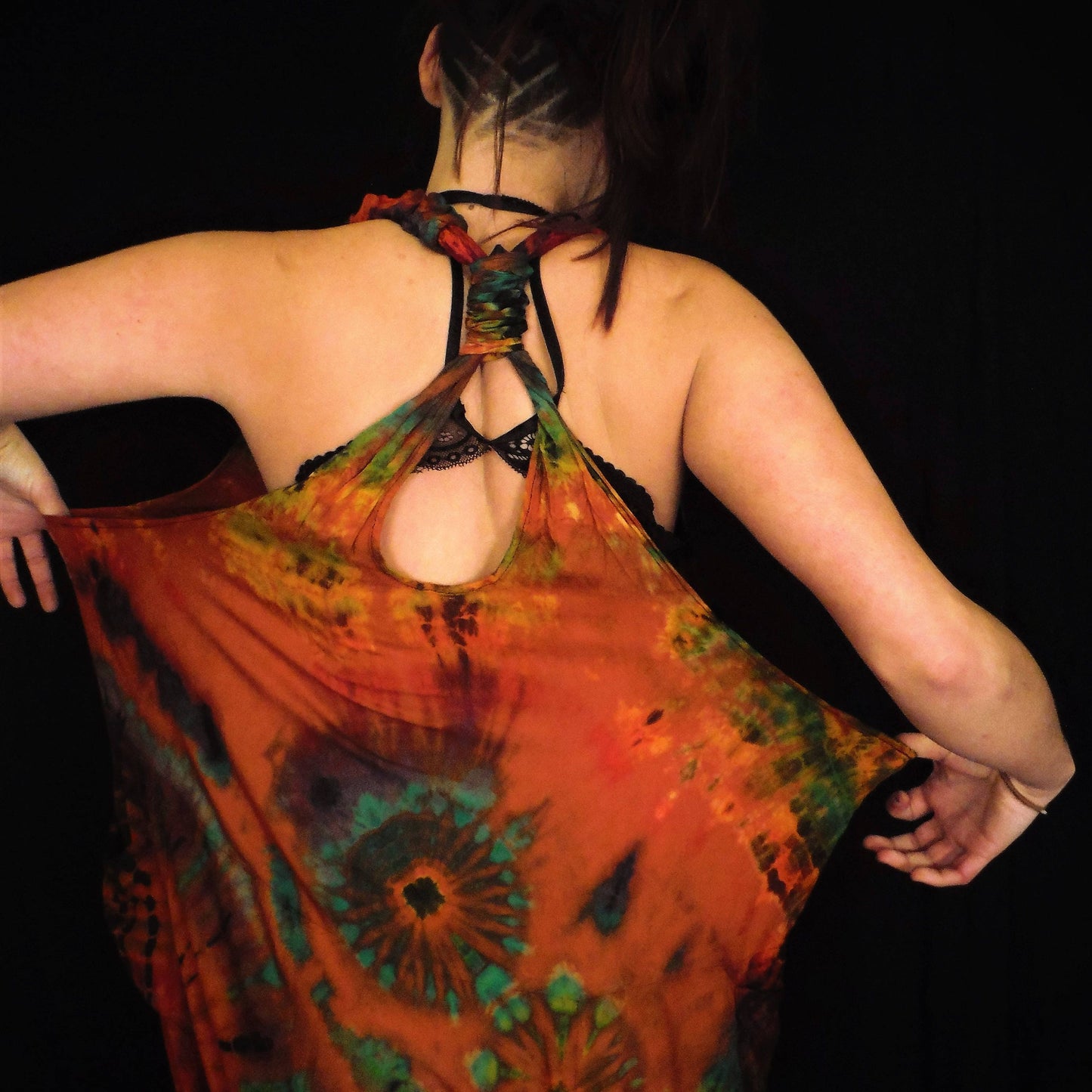 Tie-Dye Harem Dungarees - Burnt Orange - Bare Canvas