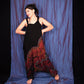 Half Tie-Dye Harem Dungarees - Black and Ruby Red - Bare Canvas