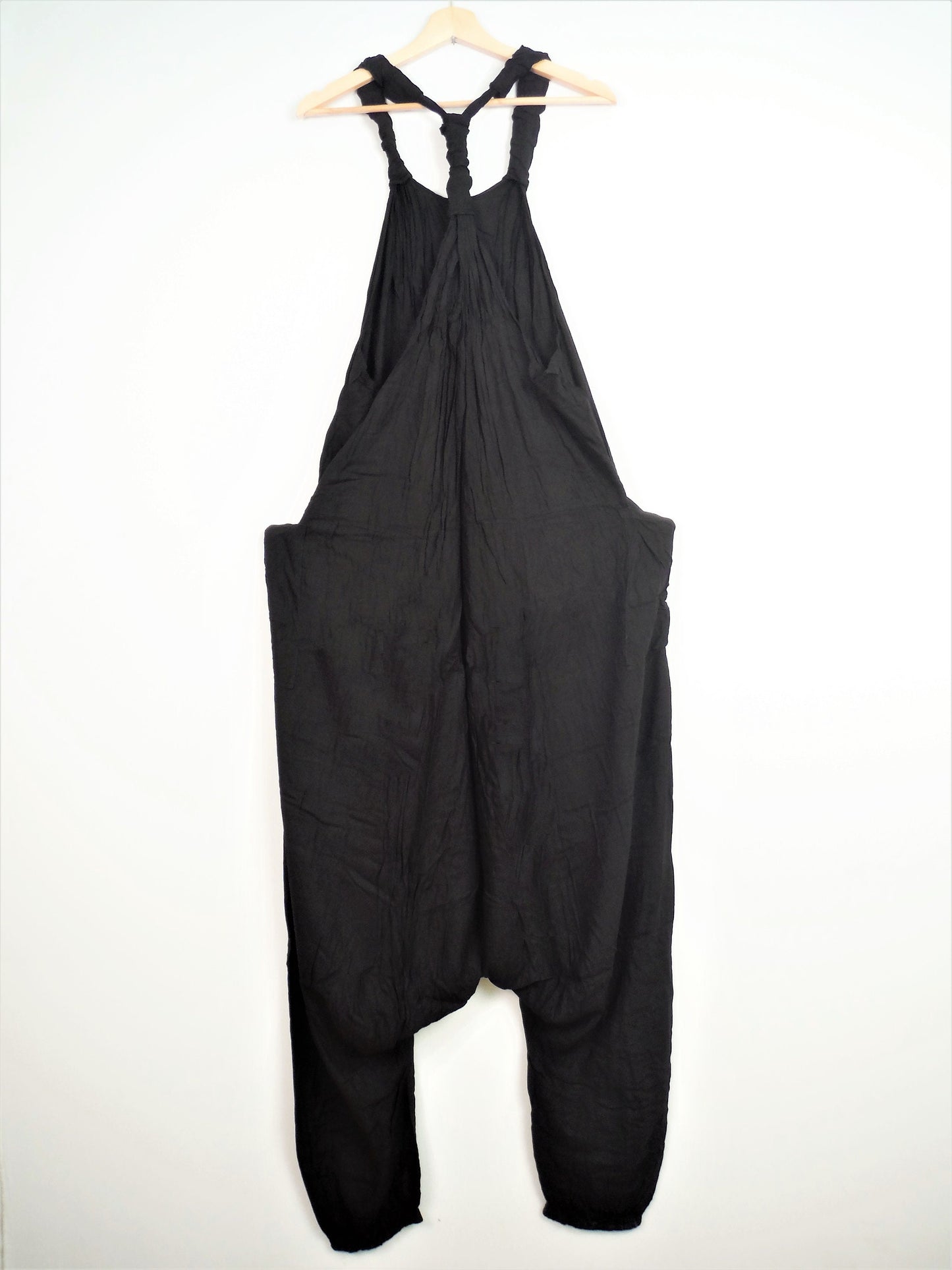 Plain Harem Dungarees - Black - Bare Canvas