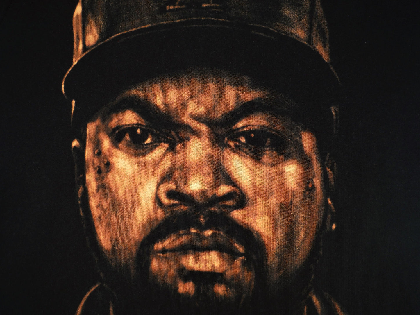 Hand Painted Bleach Art Ice Cube Portrait Hoodie - Black XL - Bare Canvas