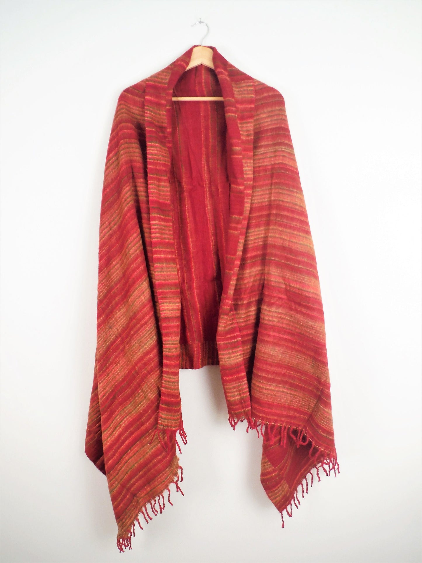 Blanket Scarf / Shawl / Throw - Red Striped