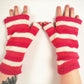 Fleece Lined Knitted Wrist Warmers - Pink and White Striped (Loose Fit) - Bare Canvas