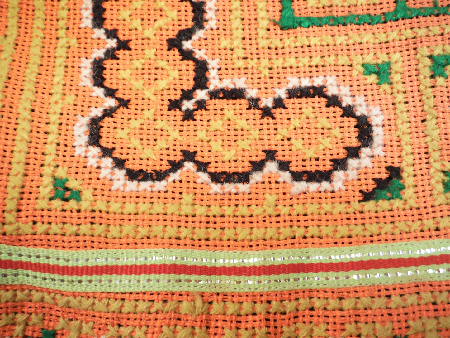 Cross Stitch and Patchwork Small Shoulder Bag - Orange