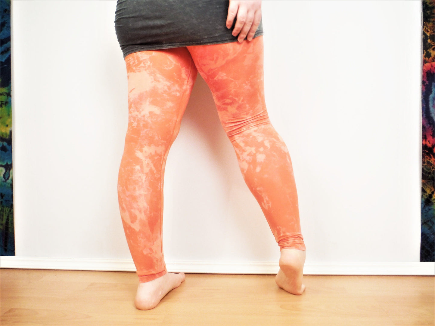 Leggings blanchis tachetés teints à la main - Orange