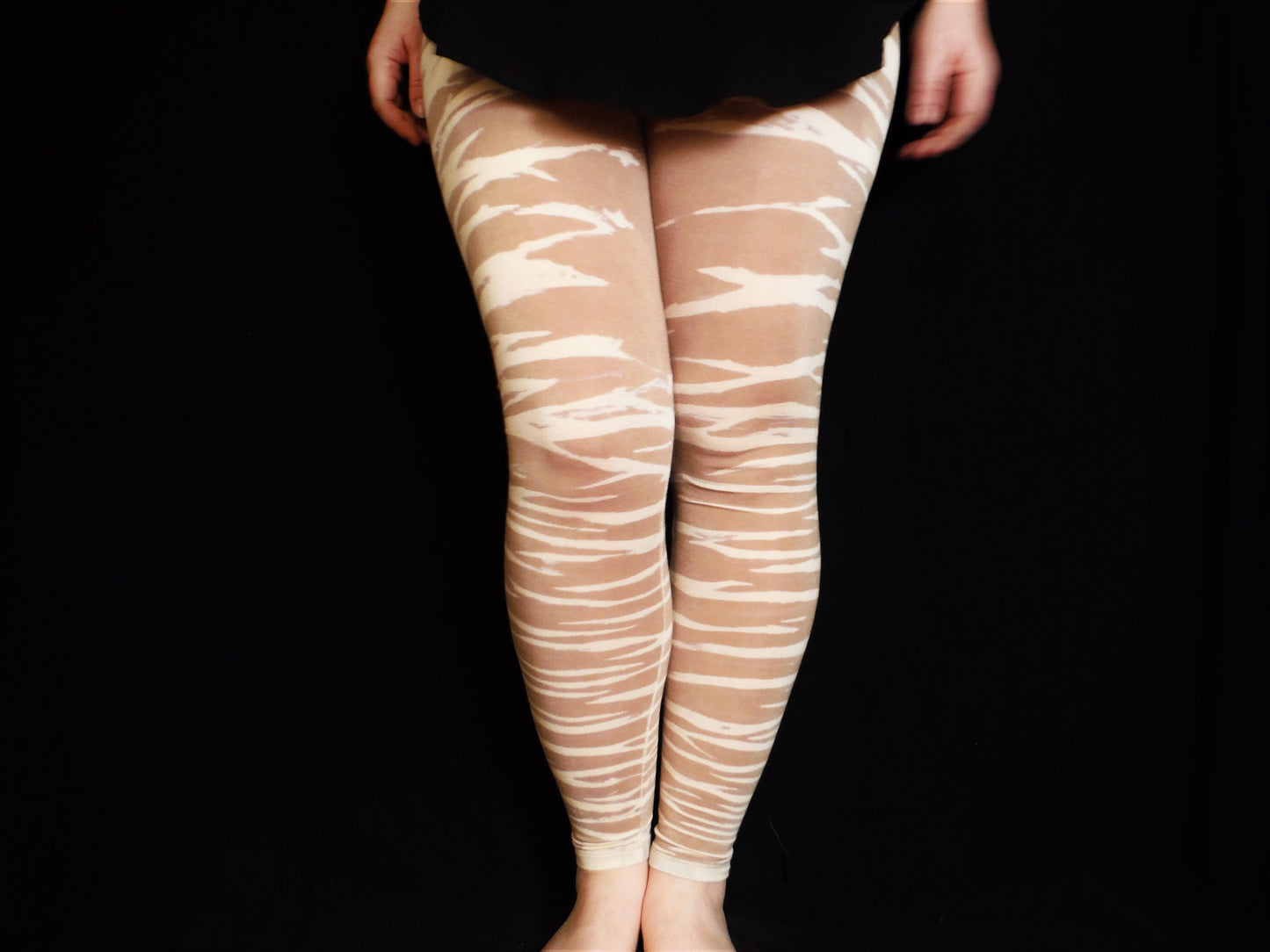 Hand Dyed Tiger Stripe Bleach Leggings - Cream