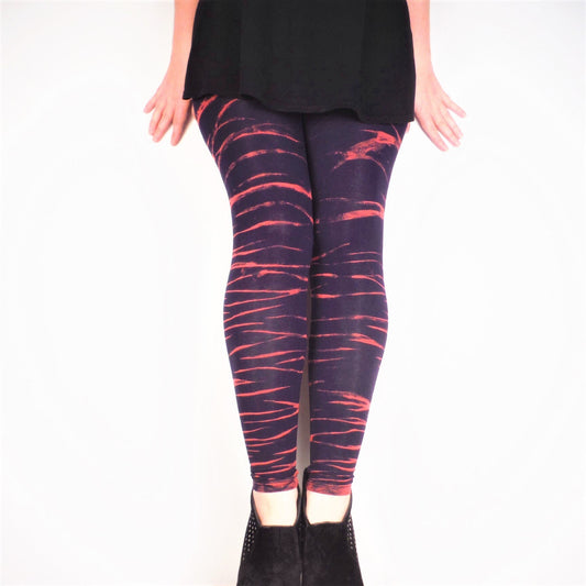 Hand Dyed Tiger Stripe Bleach Leggings - Navy - Bare Canvas