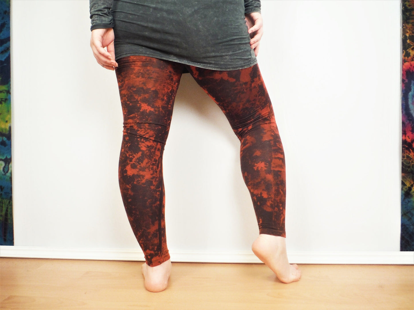 Hand Dyed Mottled Bleach Leggings - Brown - Bare Canvas