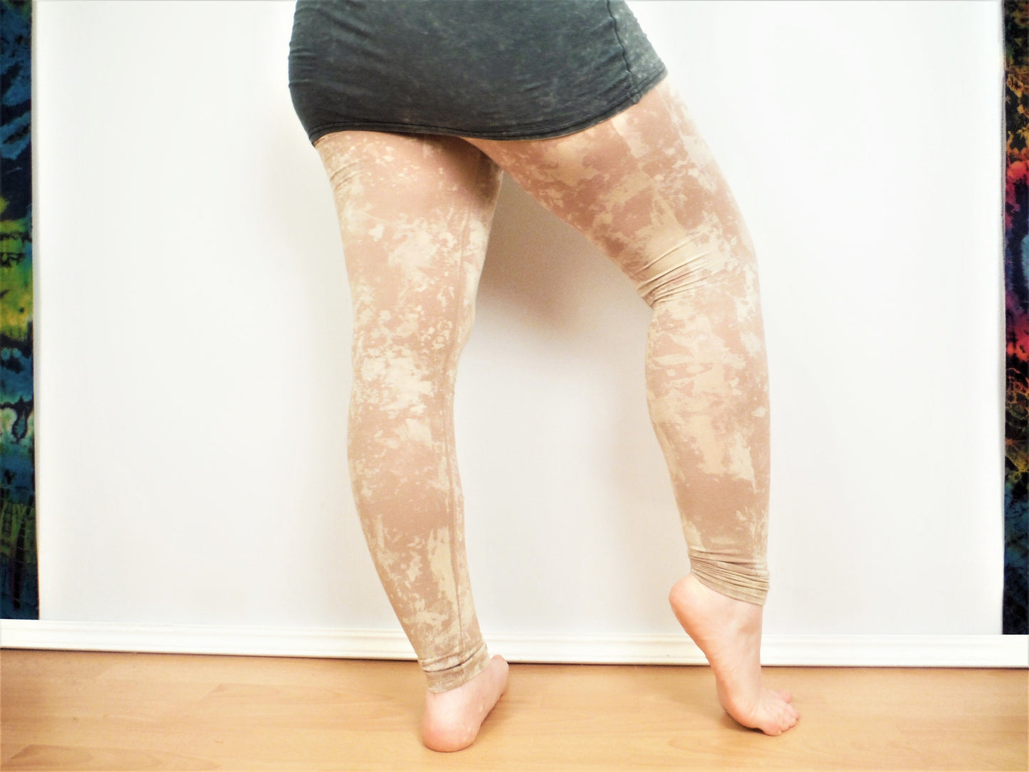 Hand Dyed Mottled Bleach Leggings - Cream