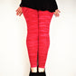 Hand Dyed Tiger Stripe Bleach Leggings - Ruby Red