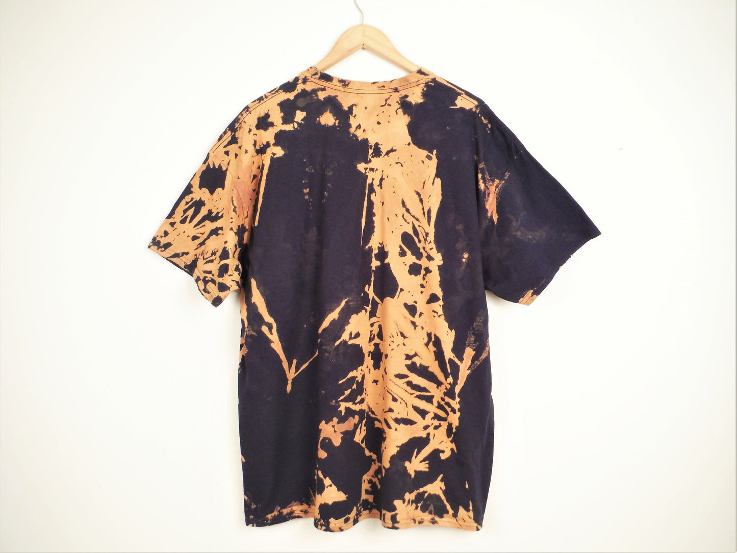 T-shirt Bleach Tie-Dye noir/bleu marine et orange (coton épais du commerce équitable) XXL