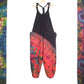 Half Tie-Dye Dungarees - Black and Bright Red