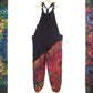 Half Tie-Dye Dungarees - Black and Ruby Red
