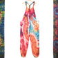 Tie-Dye Dungarees - Baby Pink Rainbow - Bare Canvas