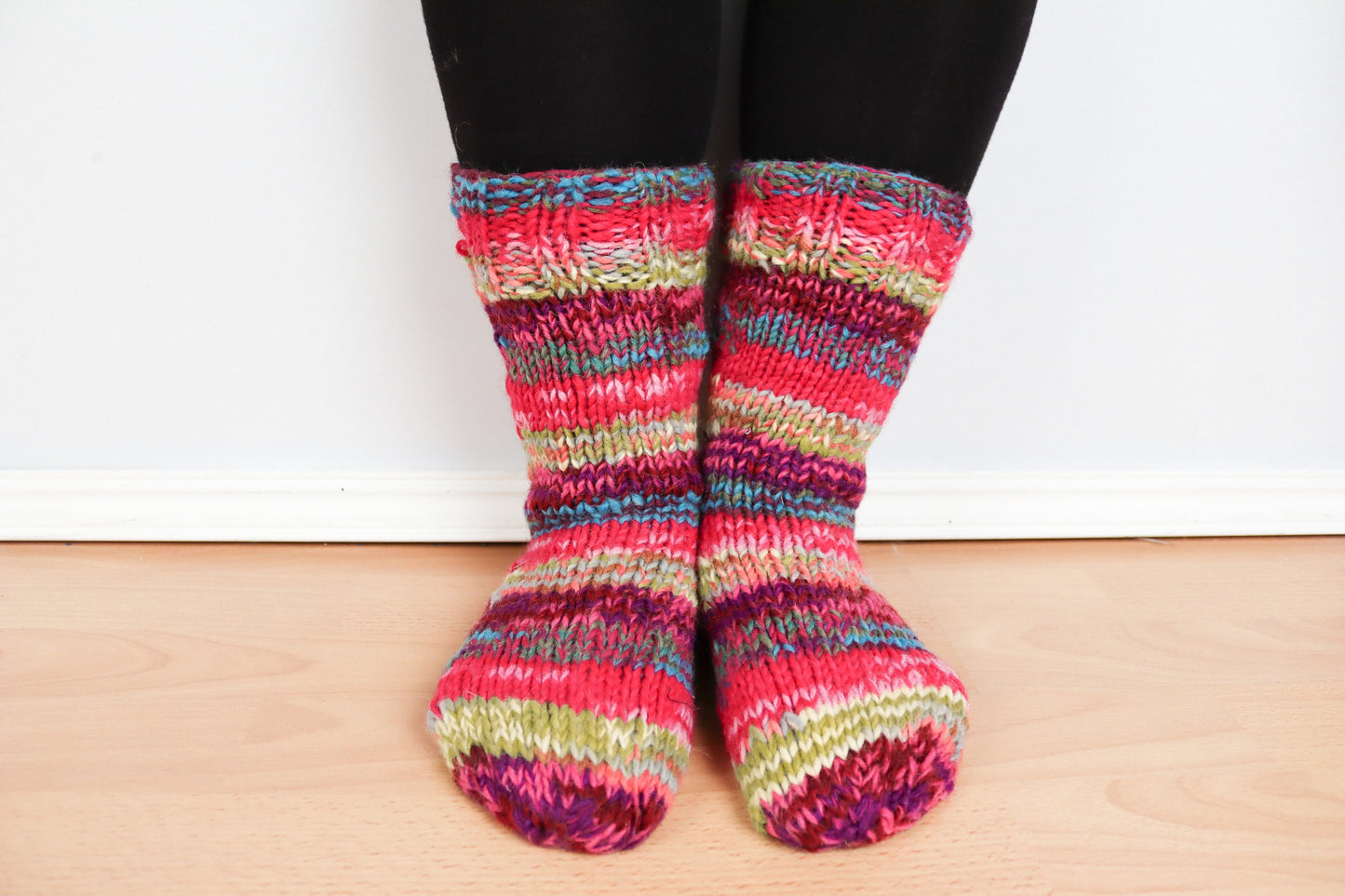 Long Cosy Knitted Sofa Socks - Pink - Bare Canvas