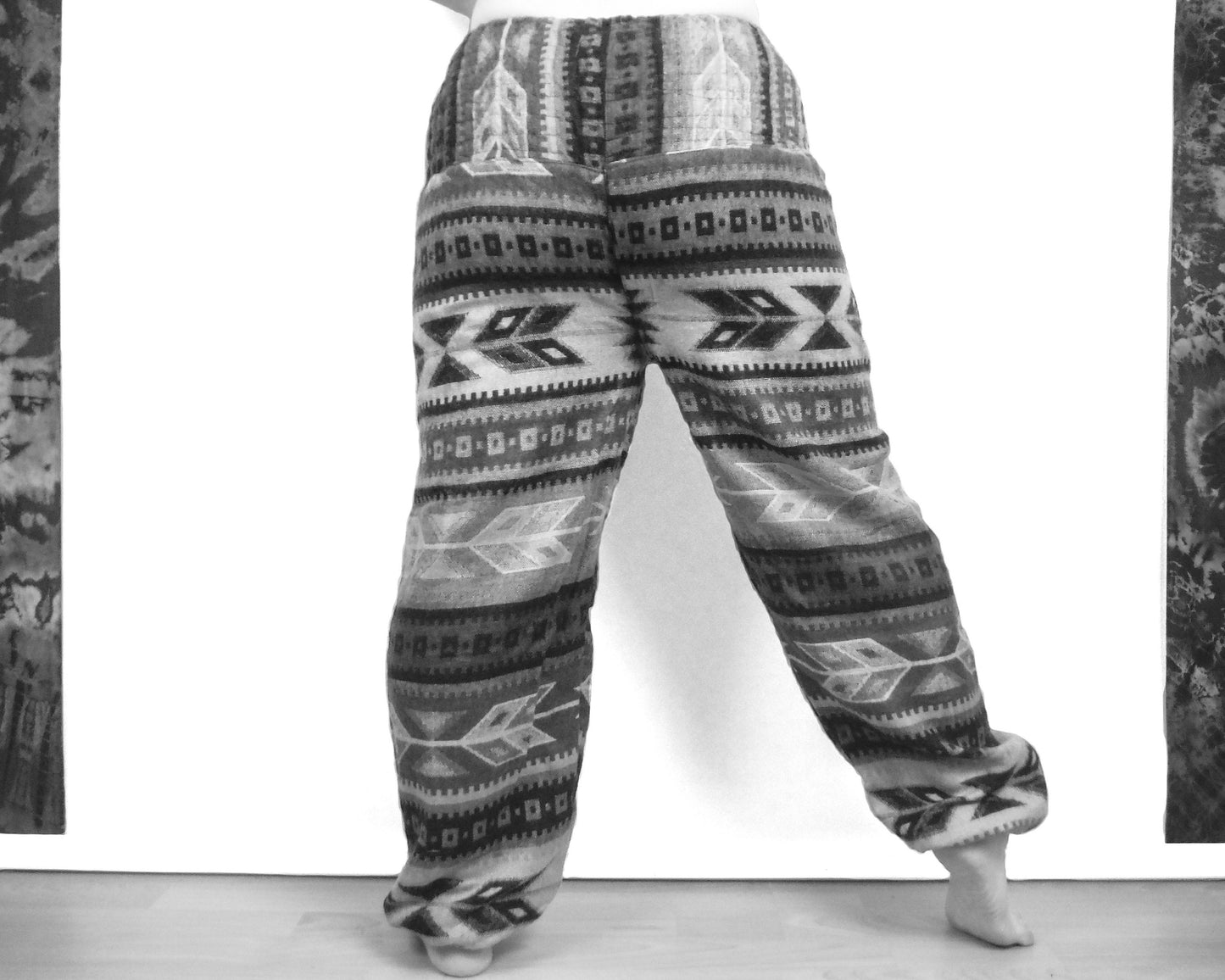 Blanket Trousers - Red Purple and Green Aztec Forest ' - Bare Canvas