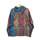 Blanket Hoodie - Blue Red and Yellow Indian Flowers - Bare Canvas