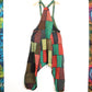 Patchwork Harem Dungarees - Green Red and Brown - Bare Canvas
