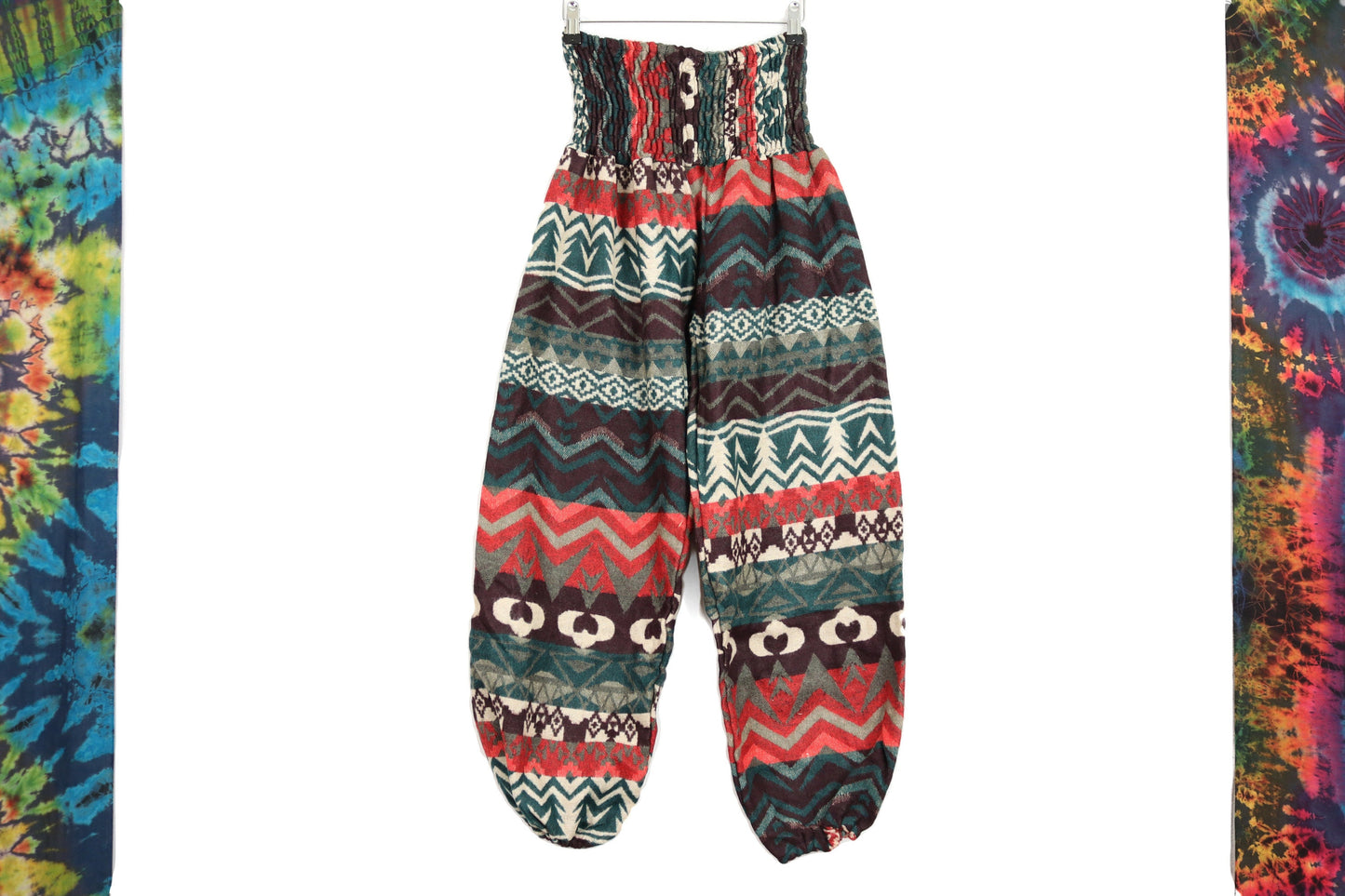 Blanket Trousers - Red and Purple Aztec Forest - Bare Canvas