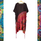 Long Summer Poncho Dress / Top - Half Tie-Dye Black and Ruby Red - Bare Canvas
