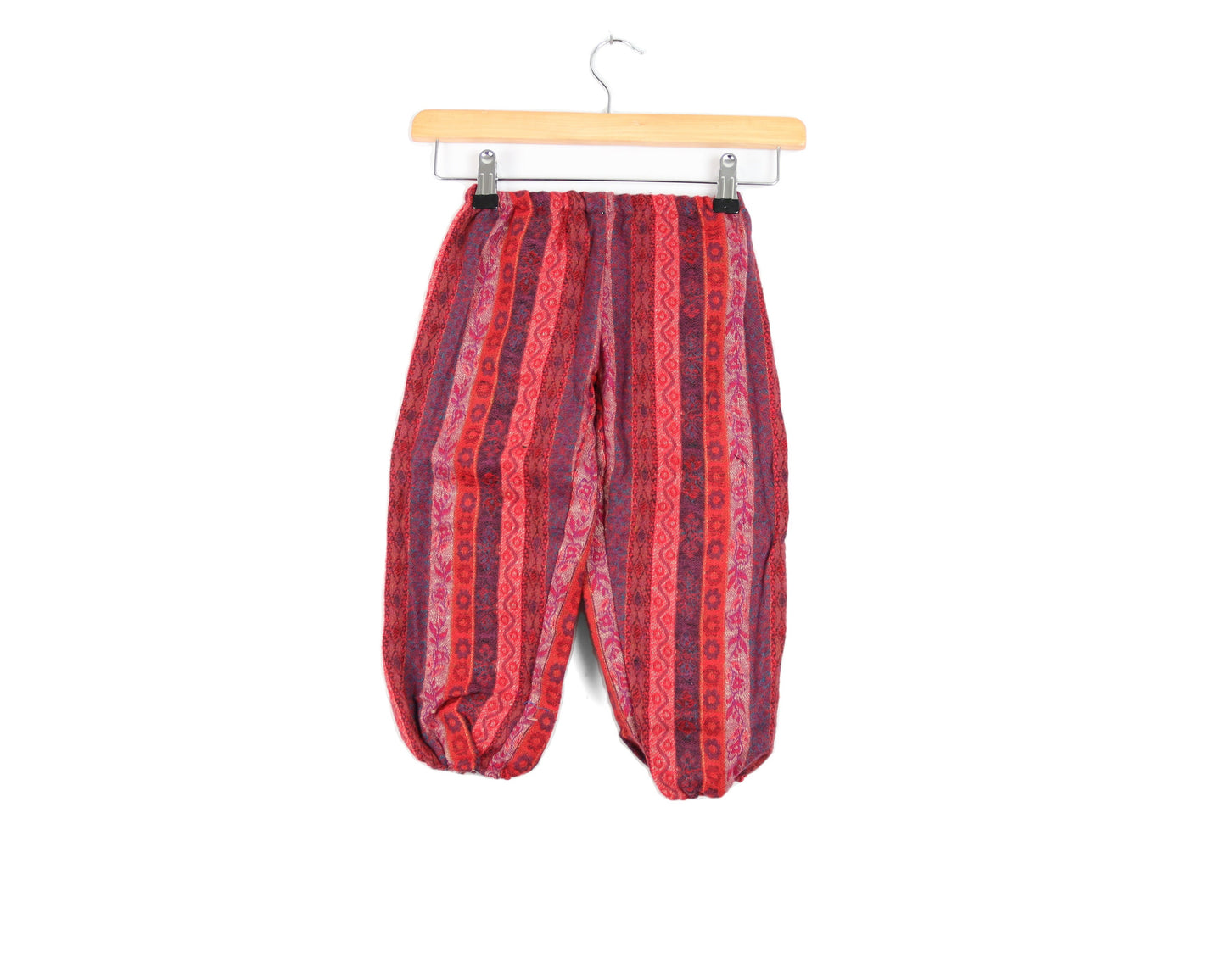 Children's Fleece Trousers - Pink and Purple Paisley Stripe Age 1-2 - Bare Canvas