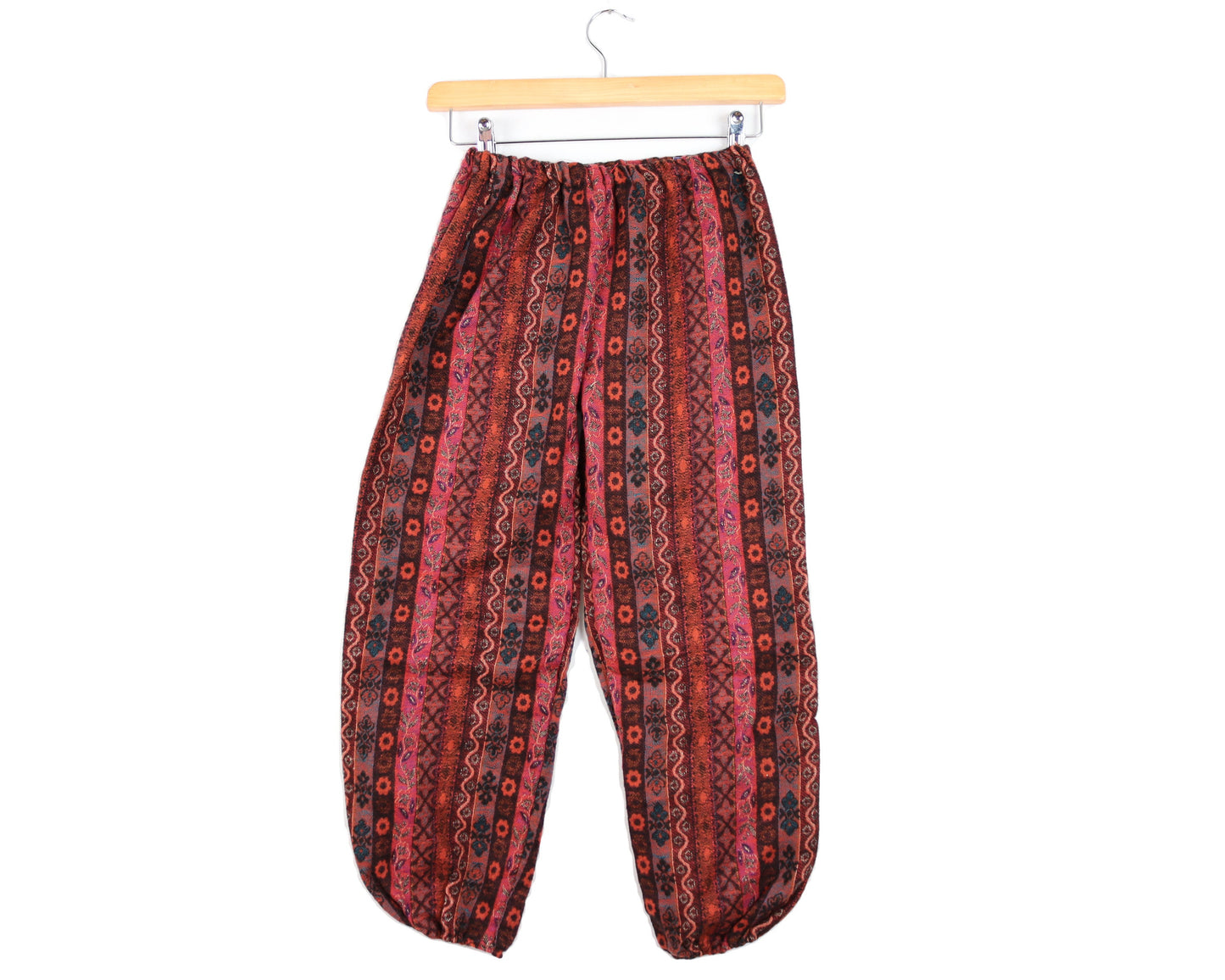 Children's Fleece Trousers - Rusty Orange Paisley Stripe Age 6-8 - Bare Canvas