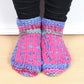 Fleece Lined Cosy Sofa Socks - Pink and Blue - Bare Canvas