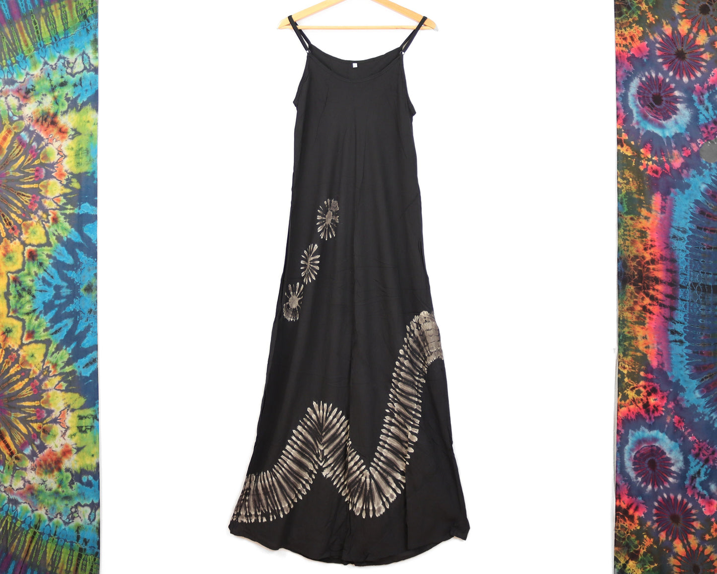Tie-Dye Maxi Dress - Black and White