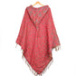 Hooded Blanket Poncho - Pink Blue and Orange Paisley