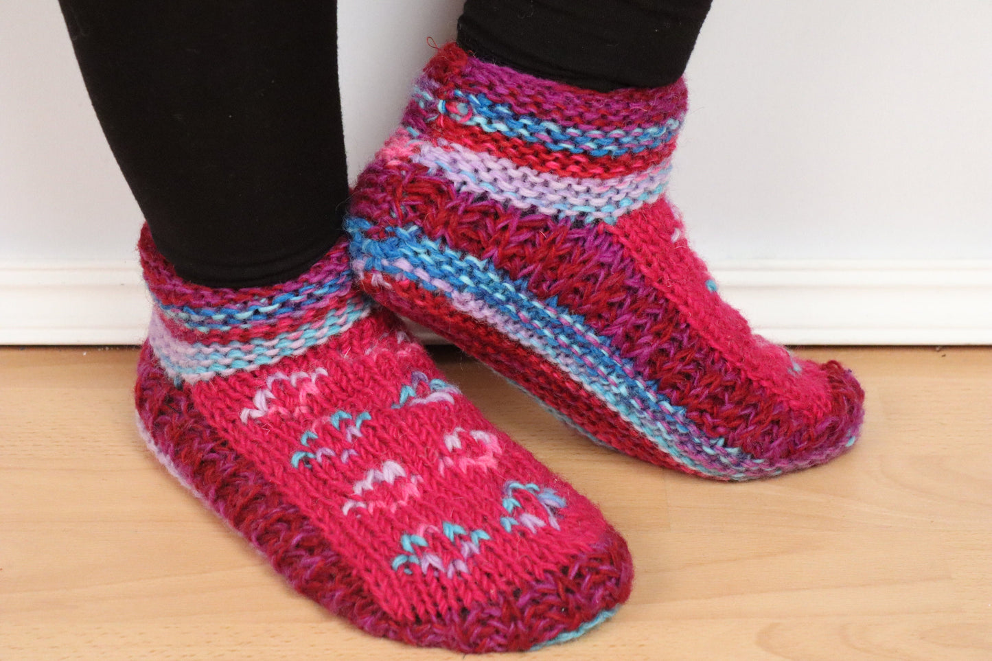 Fleece Lined Cosy Sofa Socks - Pink and Blue